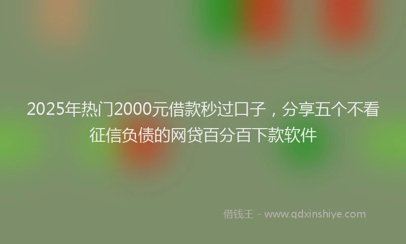 2025年热门2000元借款秒过口子，分享五个不看征信负债的网贷百分百下款软件
