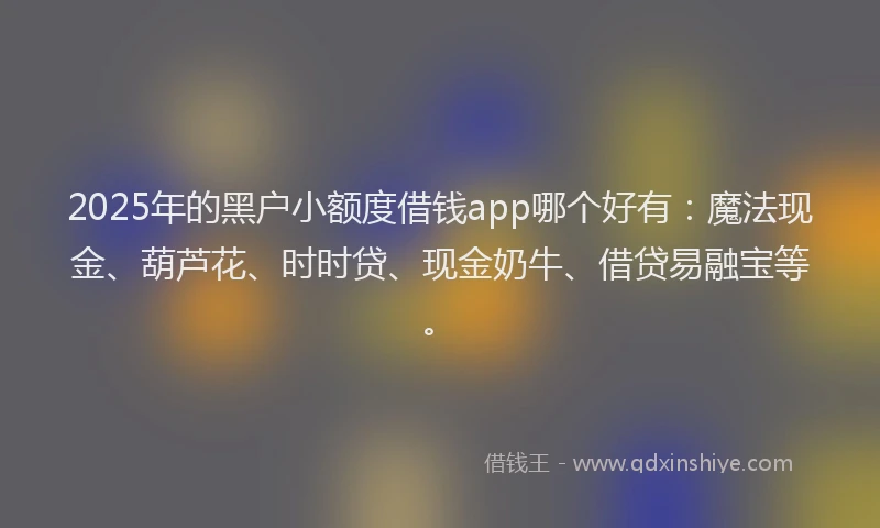2025年的黑户小额度借钱app哪个好有：魔法现金、葫芦花、时时贷、现金奶牛、借贷易融宝等。