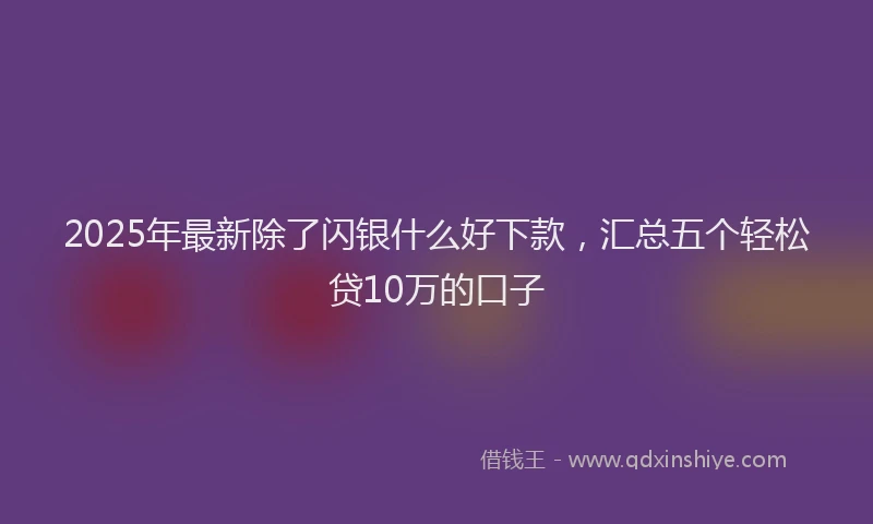 2025年最新除了闪银什么好下款，汇总五个轻松贷10万的口子