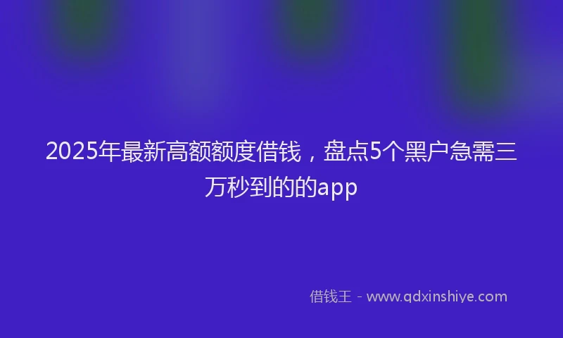 2025年最新高额额度借钱，盘点5个黑户急需三万秒到的的app