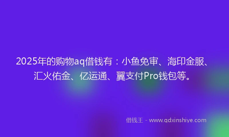 2025年的购物aq借钱有：小鱼免审、海印金服、汇火佑金、亿运通、翼支付Pro钱包等。