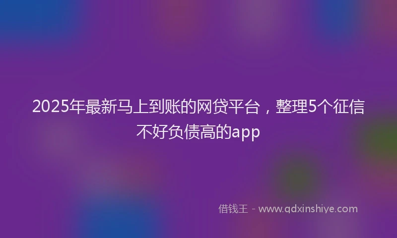 2025年最新马上到账的网贷平台，整理5个征信不好负债高的app
