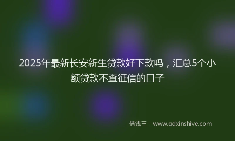 2025年最新长安新生贷款好下款吗，汇总5个小额贷款不查征信的口子