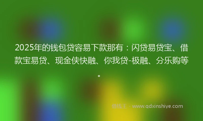 2025年的钱包贷容易下款那有：闪贷易贷宝、借款宝易贷、现金侠快融、你我贷-极融、分乐购等。