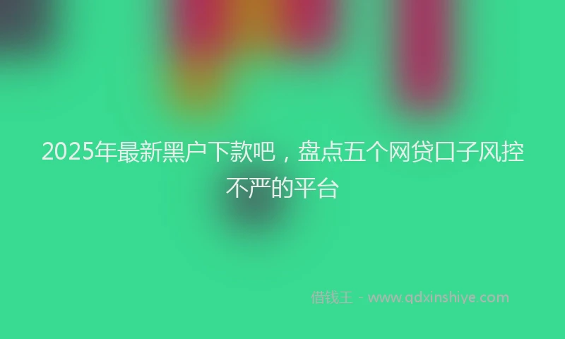 2025年最新黑户下款吧，盘点五个网贷口子风控不严的平台