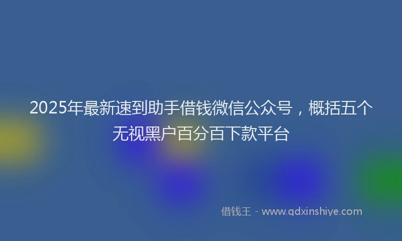 2025年最新速到助手借钱微信公众号，概括五个无视黑户百分百下款平台