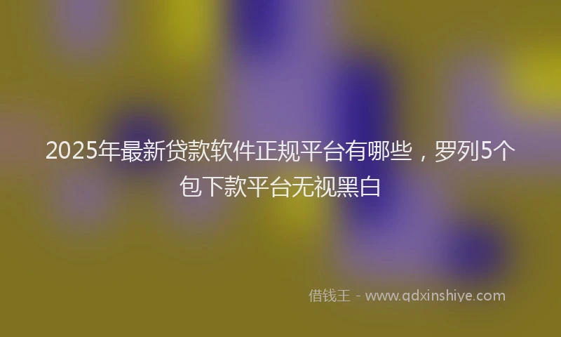 2025年最新贷款软件正规平台有哪些，罗列5个包下款平台无视黑白