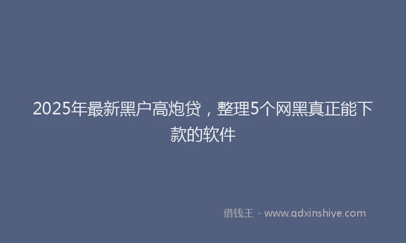 2025年最新黑户高炮贷，整理5个网黑真正能下款的软件