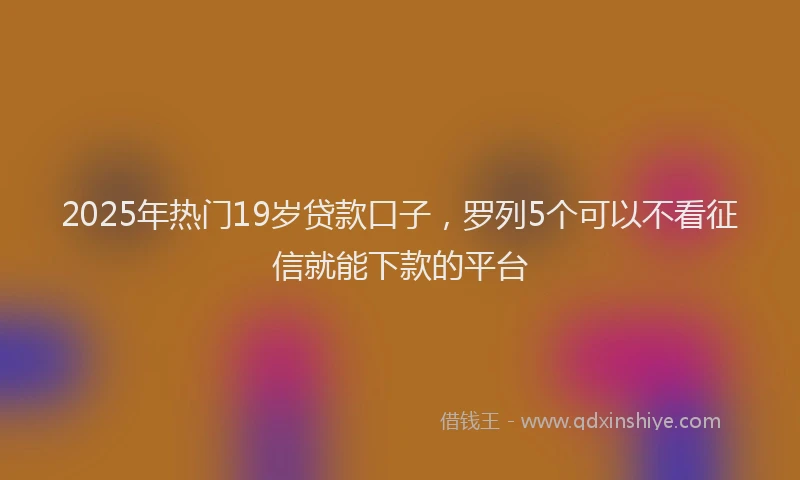 2025年热门19岁贷款口子，罗列5个可以不看征信就能下款的平台