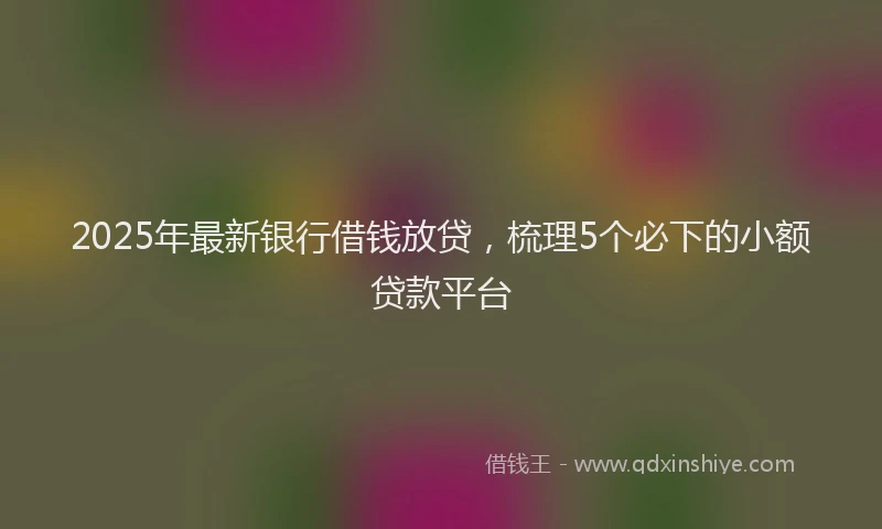 2025年最新银行借钱放贷，梳理5个必下的小额贷款平台