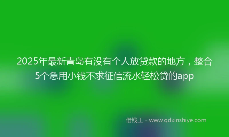 2025年最新青岛有没有个人放贷款的地方，整合5个急用小钱不求征信流水轻松贷的app