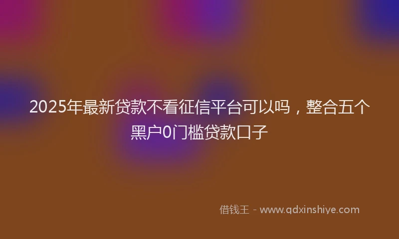 2025年最新贷款不看征信平台可以吗，整合五个黑户0门槛贷款口子