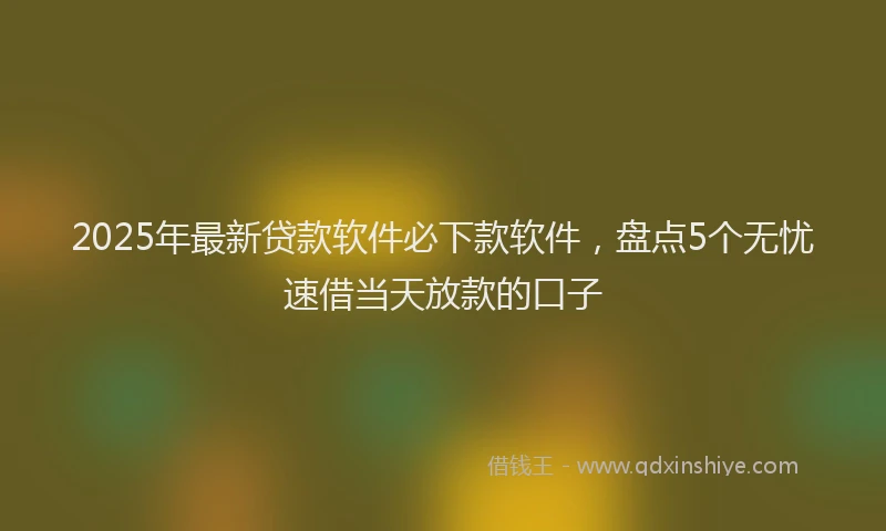2025年最新贷款软件必下款软件，盘点5个无忧速借当天放款的口子