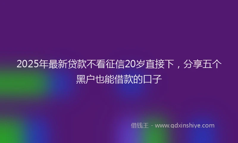 2025年最新贷款不看征信20岁直接下，分享五个黑户也能借款的口子