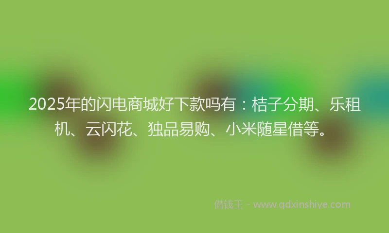 2025年的闪电商城好下款吗有：桔子分期、乐租机、云闪花、独品易购、小米随星借等。