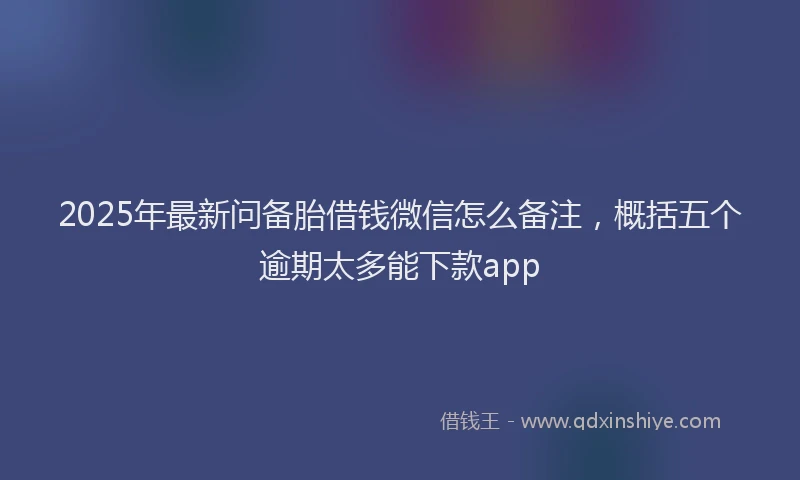 2025年最新问备胎借钱微信怎么备注，概括五个逾期太多能下款app