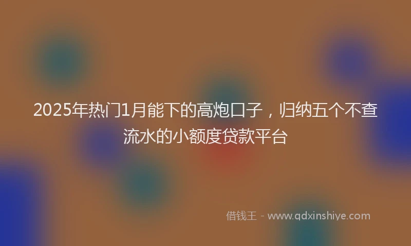 2025年热门1月能下的高炮口子，归纳五个不查流水的小额度贷款平台