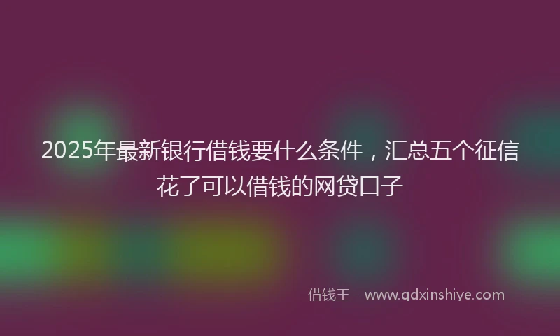 2025年最新银行借钱要什么条件，汇总五个征信花了可以借钱的网贷口子