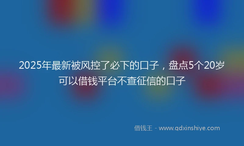 2025年最新被风控了必下的口子，盘点5个20岁可以借钱平台不查征信的口子