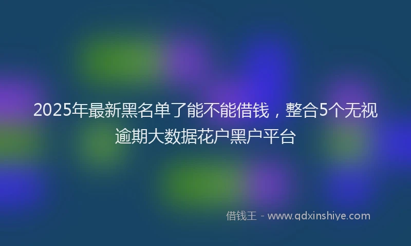 2025年最新黑名单了能不能借钱，整合5个无视逾期大数据花户黑户平台