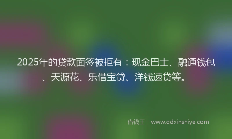 2025年的贷款面签被拒有：现金巴士、融通钱包、天源花、乐借宝贷、洋钱速贷等。