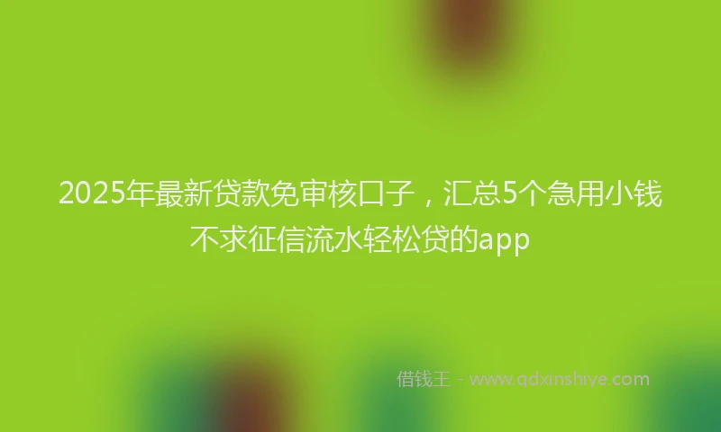 2025年最新贷款免审核口子，汇总5个急用小钱不求征信流水轻松贷的app