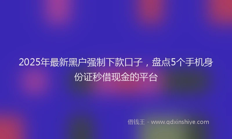 2025年最新黑户强制下款口子，盘点5个手机身份证秒借现金的平台