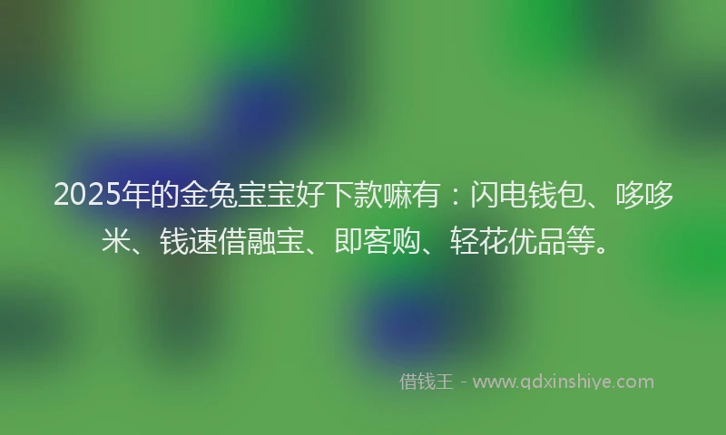 2025年的金兔宝宝好下款嘛有：闪电钱包、哆哆米、钱速借融宝、即客购、轻花优品等。