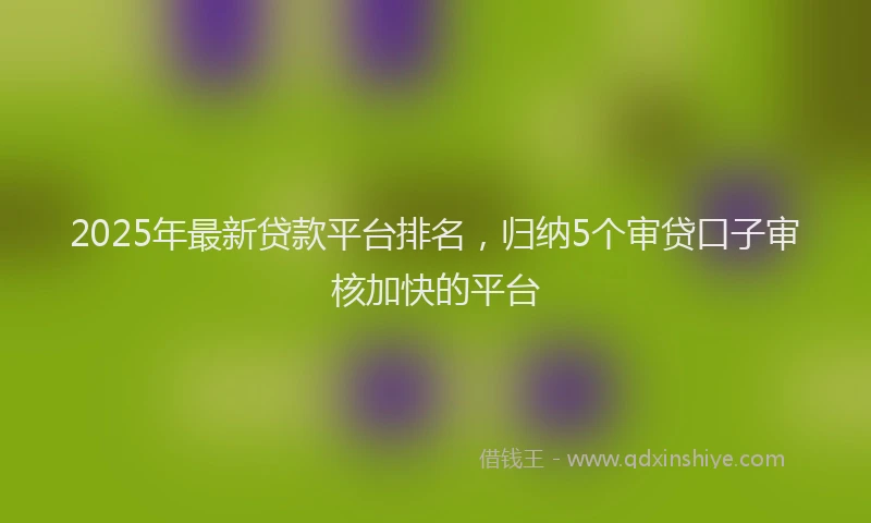 2025年最新贷款平台排名，归纳5个审贷口子审核加快的平台