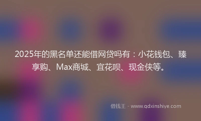 2025年的黑名单还能借网贷吗有：小花钱包、臻享购、Max商城、宜花呗、现金侠等。