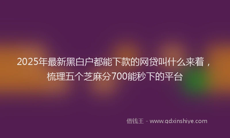 2025年最新黑白户都能下款的网贷叫什么来着，梳理五个芝麻分700能秒下的平台