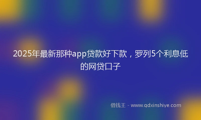 2025年最新那种app贷款好下款，罗列5个利息低的网贷口子