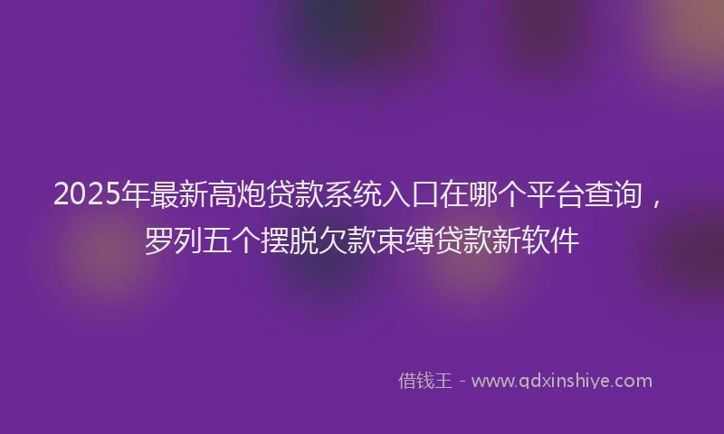 2025年最新高炮贷款系统入口在哪个平台查询，罗列五个摆脱欠款束缚贷款新软件