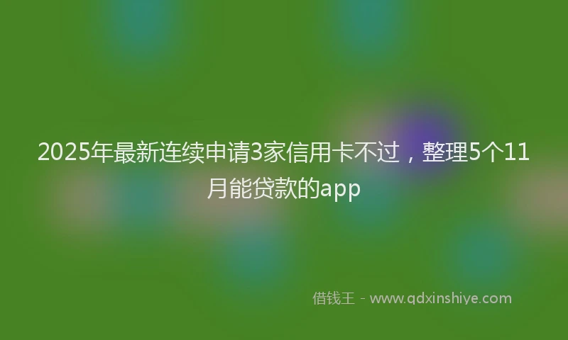 2025年最新连续申请3家信用卡不过，整理5个11月能贷款的app