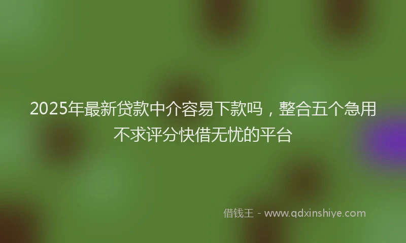 2025年最新贷款中介容易下款吗，整合五个急用不求评分快借无忧的平台
