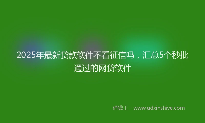 2025年最新贷款软件不看征信吗，汇总5个秒批通过的网贷软件