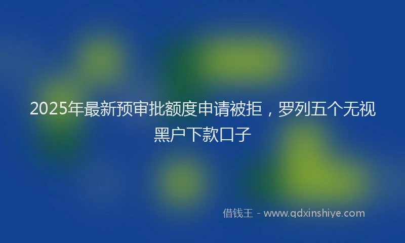 2025年最新预审批额度申请被拒，罗列五个无视黑户下款口子