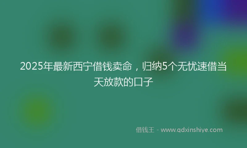2025年最新西宁借钱卖命，归纳5个无忧速借当天放款的口子
