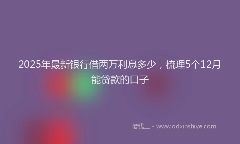 2025年最新银行借两万利息多少，梳理5个12月能贷款的口子