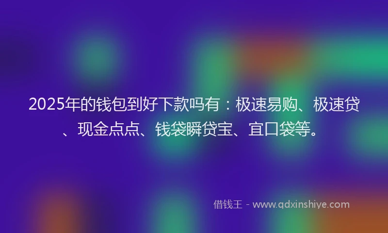 2025年的钱包到好下款吗有：极速易购、极速贷、现金点点、钱袋瞬贷宝、宜口袋等。