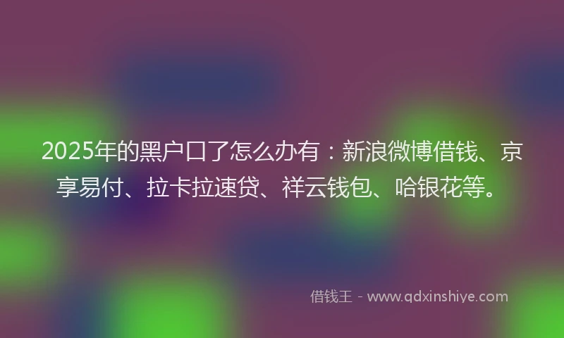 2025年的黑户口了怎么办有：新浪微博借钱、京享易付、拉卡拉速贷、祥云钱包、哈银花等。