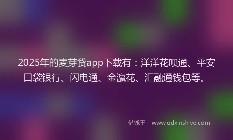 2025年的麦芽贷app下载有：洋洋花呗通、平安口袋银行、闪电通、金瀛花、汇融通钱包等。