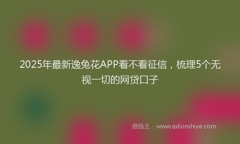 2025年最新逸兔花APP看不看征信，梳理5个无视一切的网贷口子