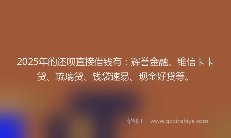 2025年的还呗直接借钱有：辉誉金融、维信卡卡贷、琉璃贷、钱袋速易、现金好贷等。