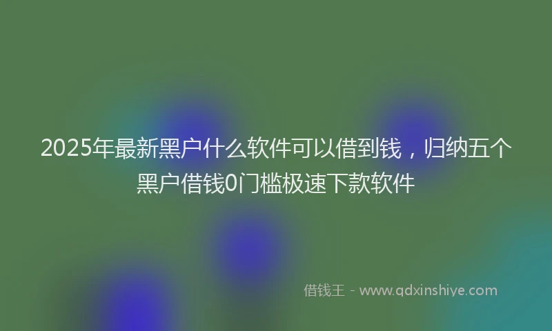2025年最新黑户什么软件可以借到钱，归纳五个黑户借钱0门槛极速下款软件