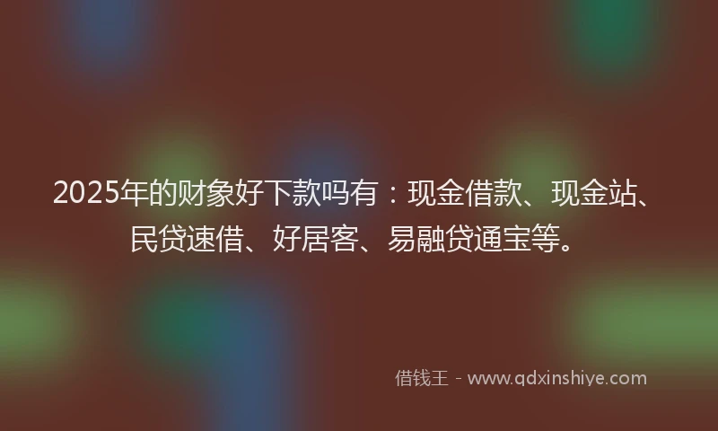 2025年的财象好下款吗有：现金借款、现金站、民贷速借、好居客、易融贷通宝等。