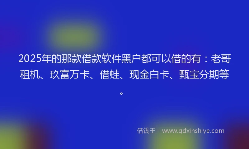 2025年的那款借款软件黑户都可以借的有：老哥租机、玖富万卡、借蛙、现金白卡、甄宝分期等。