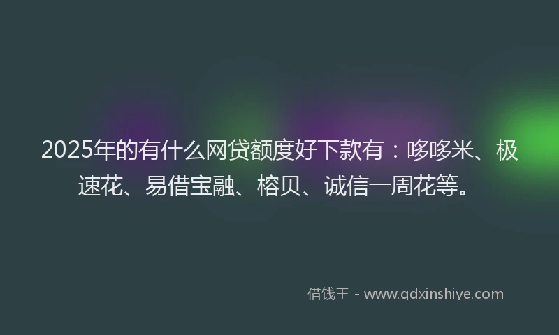 2025年的有什么网贷额度好下款有：哆哆米、极速花、易借宝融、榕贝、诚信一周花等。
