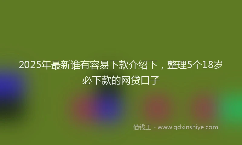2025年最新谁有容易下款介绍下，整理5个18岁必下款的网贷口子