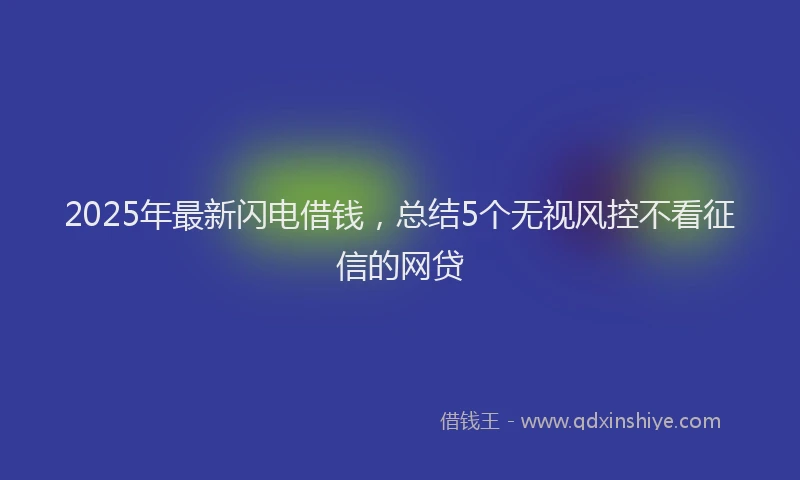 2025年最新闪电借钱，总结5个无视风控不看征信的网贷